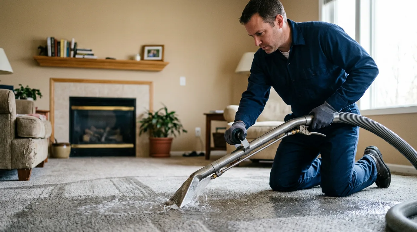 Water damage restoration technician working near Boone, IA